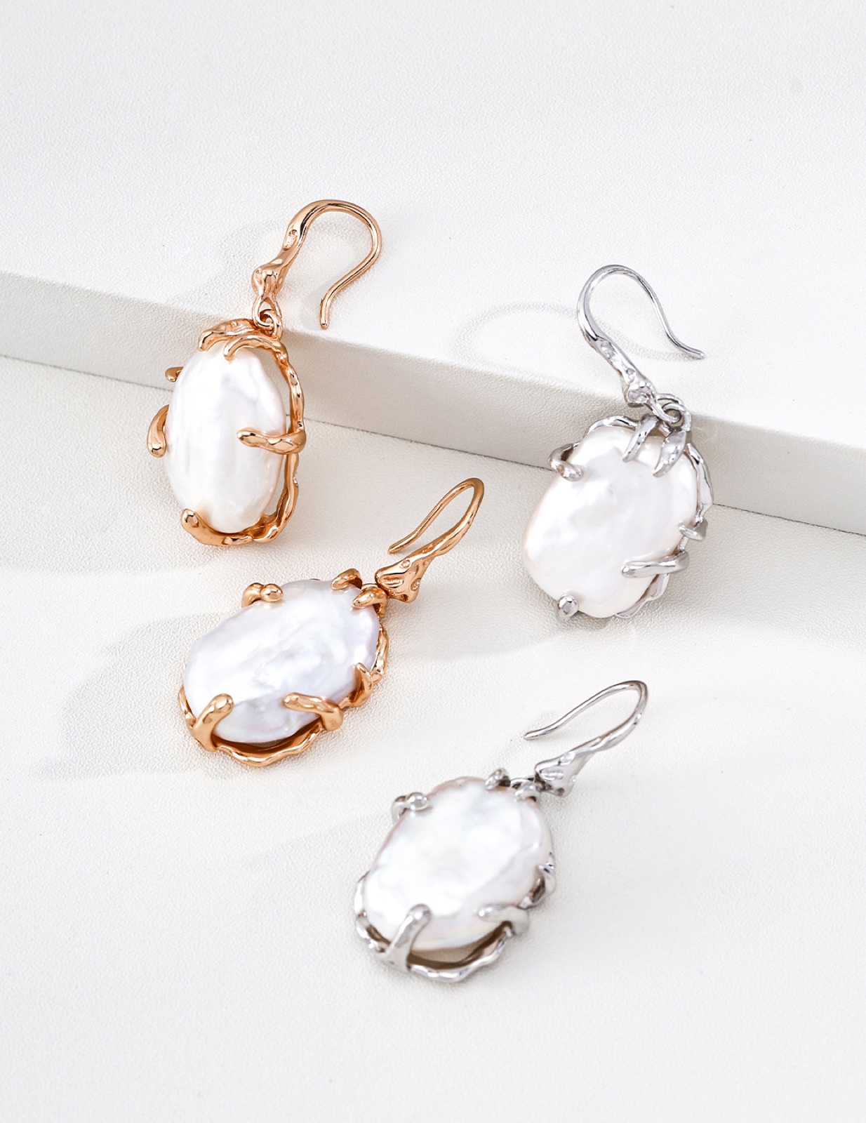 Baroque Petal Drop Earrings — view 3
