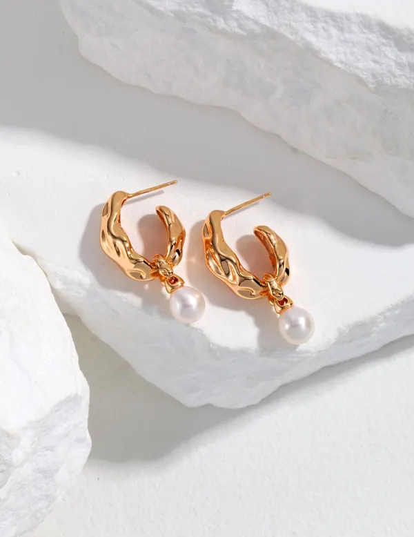 Silk Ribbon Pearl Earrings