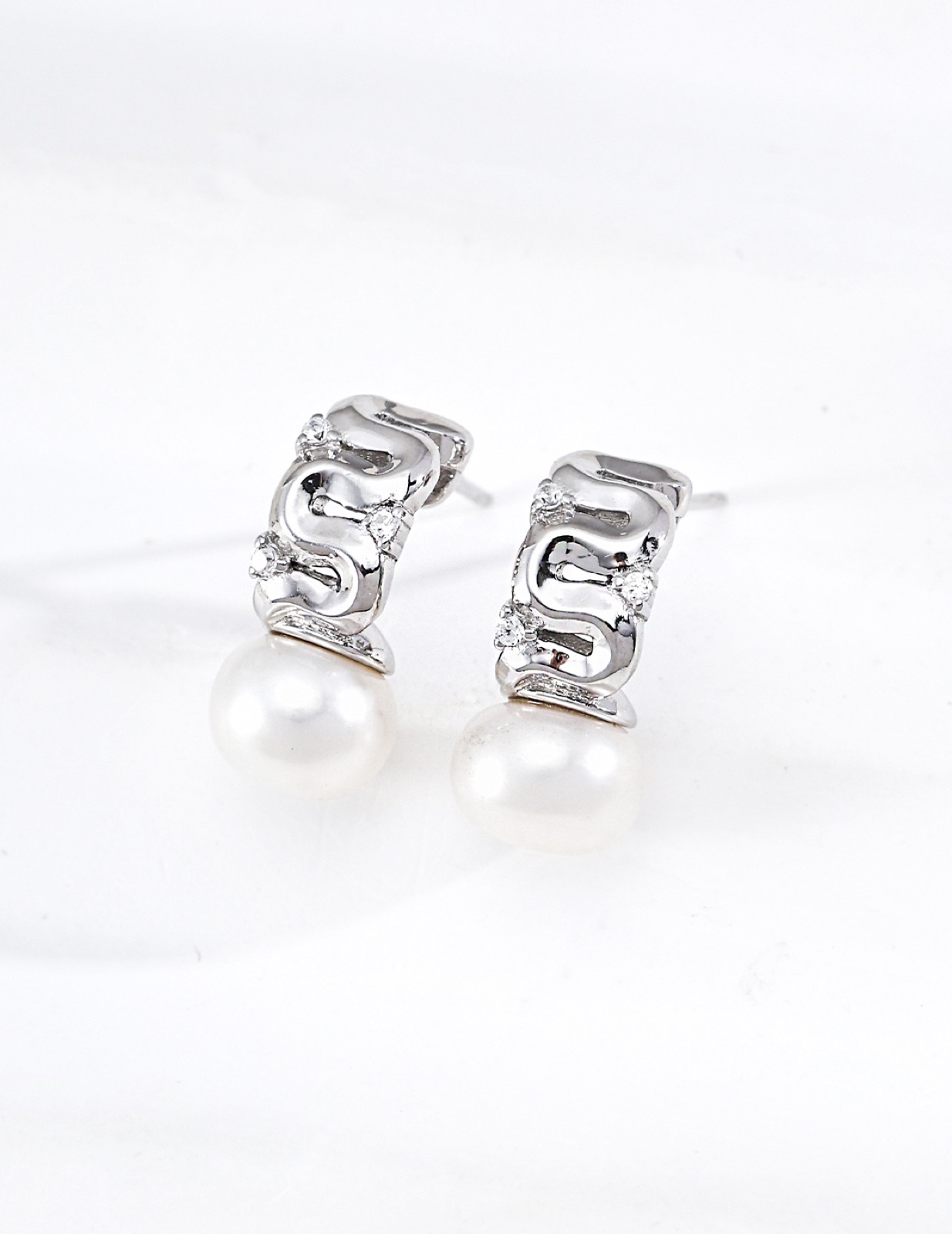 Streamline Pearl Earrings — view 2
